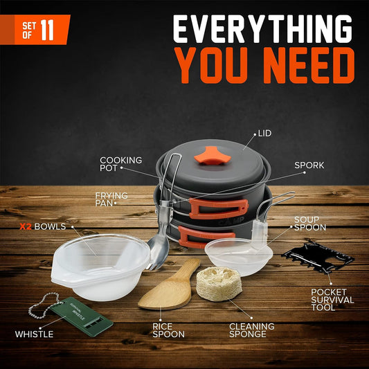 Wander & Wake™ Camping Cookware Set | Portable Outdoor Cooking Kit for 1–2 People - Wander & Wake