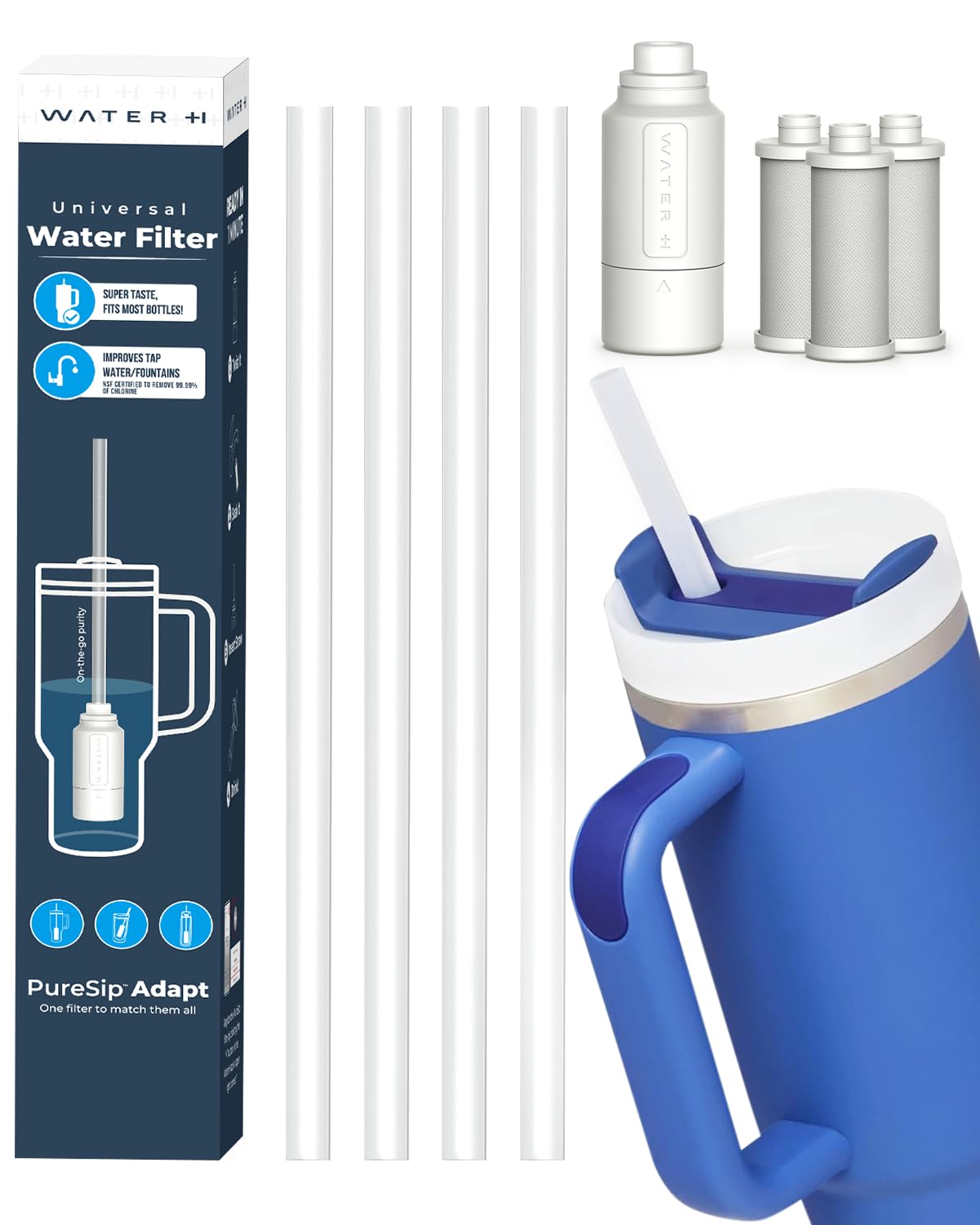 PureSip Adapt Stanley Bottle Straw Reusable Straws with Filter Stanley Straw Replacement 40 oz 30 oz Plastic Straws for WATERH Vita Bottle Simple Modern Hydro Flask (3 Filter + 5 Straws) - Wander & Wake
