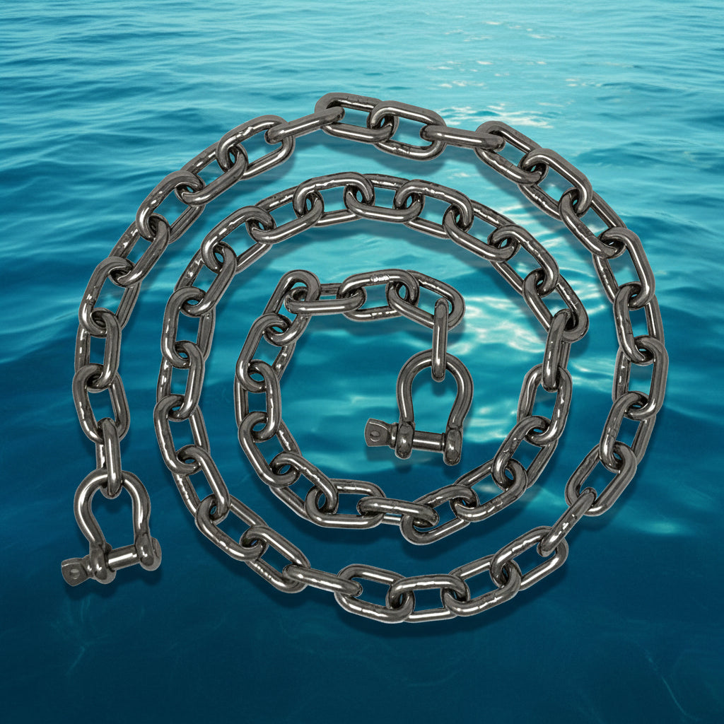 Wander & Wake™ 316 Stainless Steel Anchor Chain with Shackles | Heavy-Duty Marine Anchor Rope Chain - Wander & Wake