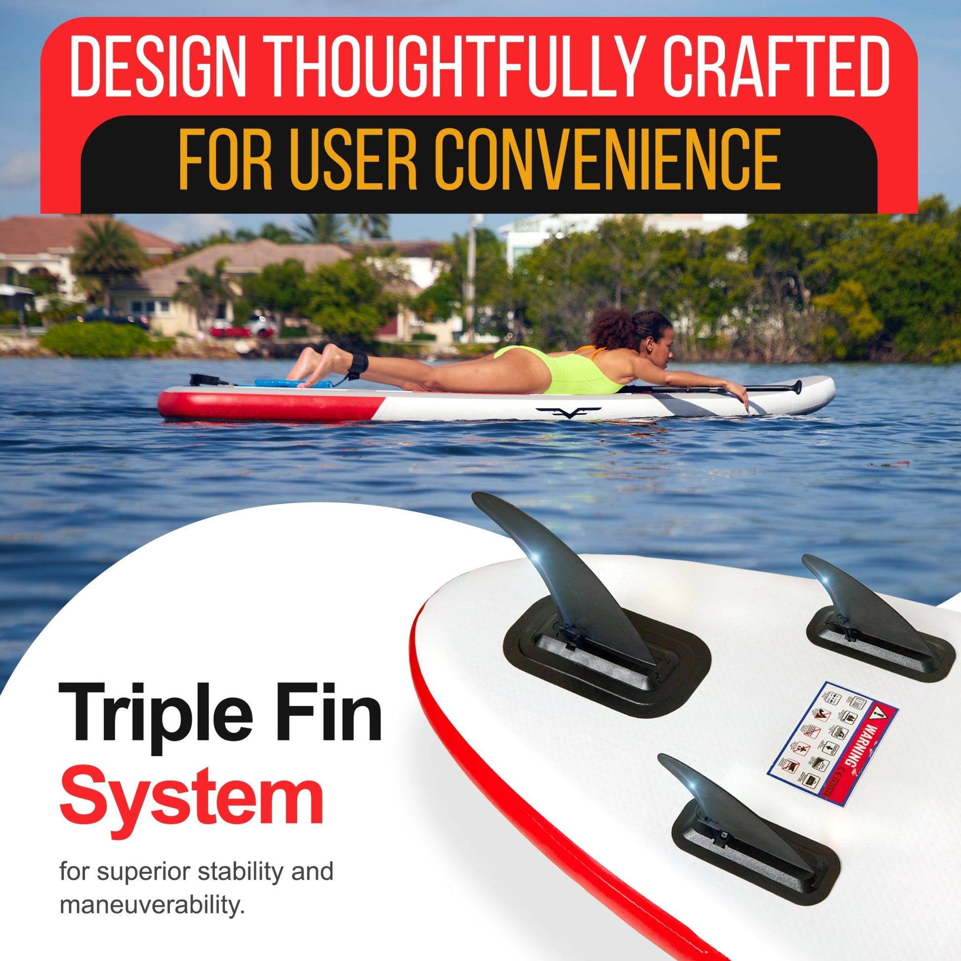 Wander & Wake Shark Flight 10 foot inflatable paddle board package with paddle and accessories