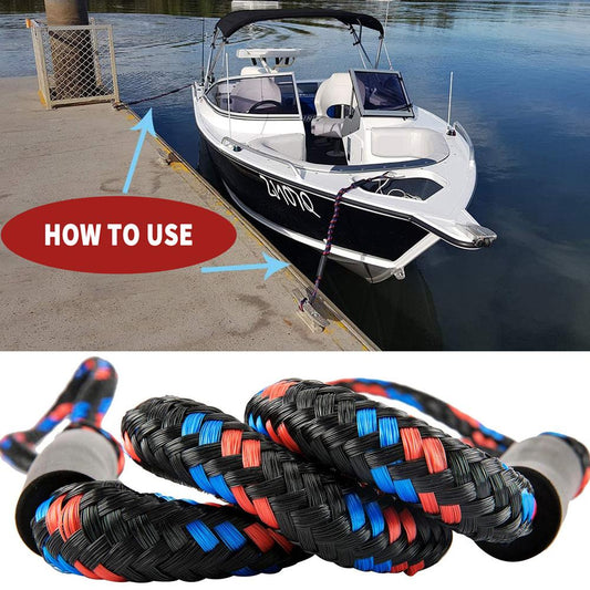 Wander & Wake WaveGuard 2-pack bungee dock lines with EVA floats for boats and pontoons