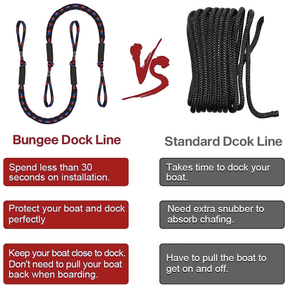 Wander & Wake WaveGuard 2-pack bungee dock lines with EVA floats for boats and pontoons