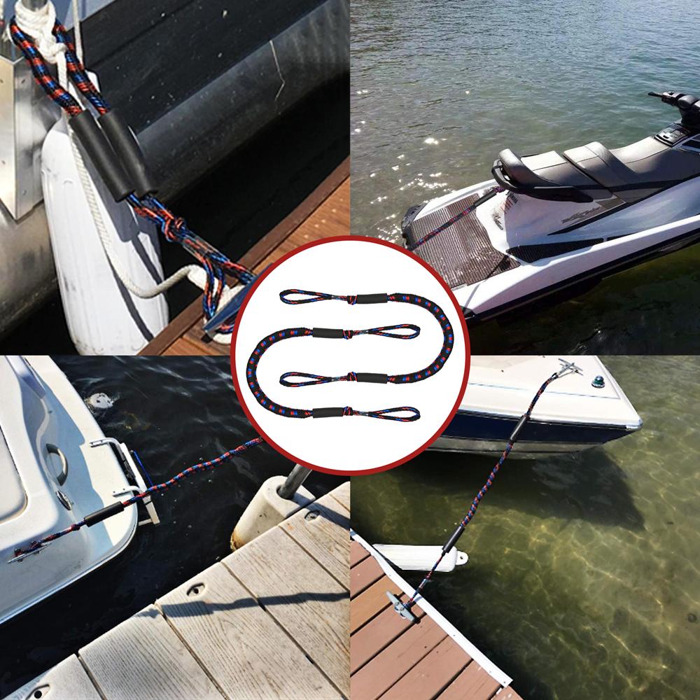 Wander & Wake WaveGuard 2-pack bungee dock lines with EVA floats for boats and pontoons