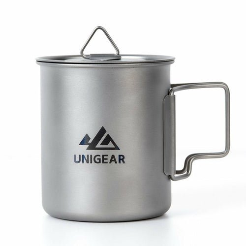 Wander & Wake TrailFire titanium 450ml camping mug with folding handles