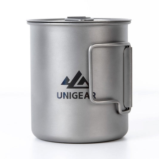 Wander & Wake TrailFire titanium 450ml camping mug with folding handles