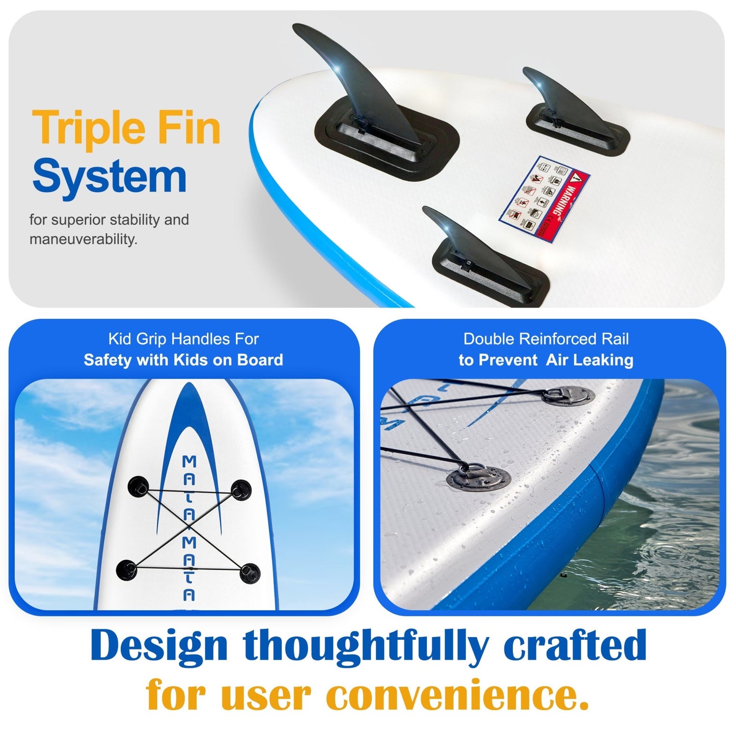 Wander & Wake Blue Stream 10 foot inflatable paddle board package with paddle and accessories