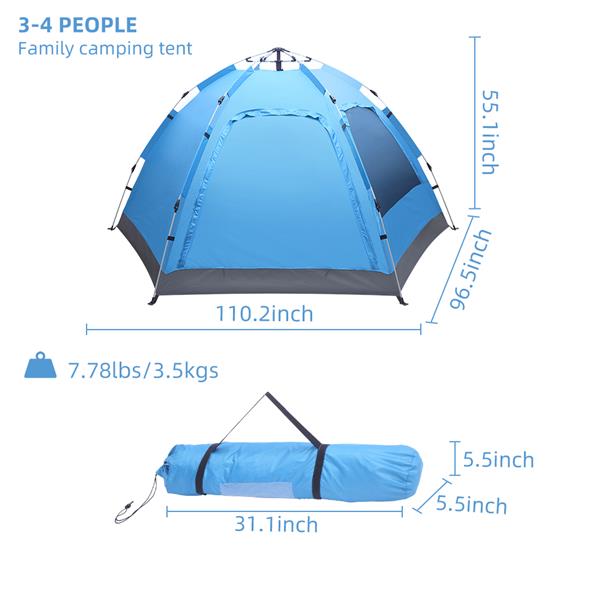 Wander & Wake BaseCamp instant waterproof family camping tent with double doors and mesh windows