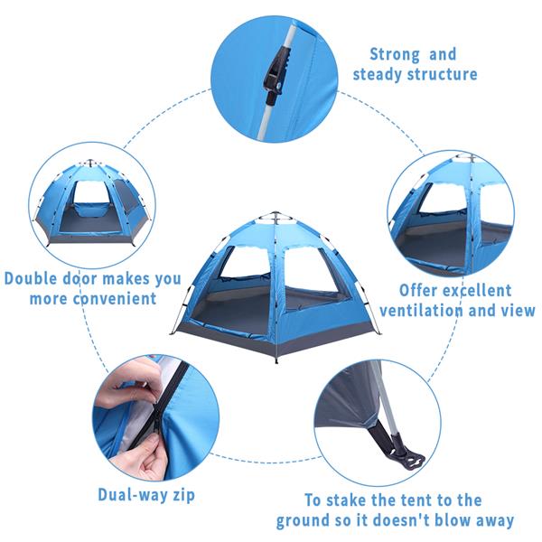 Wander & Wake BaseCamp instant waterproof family camping tent with double doors and mesh windows