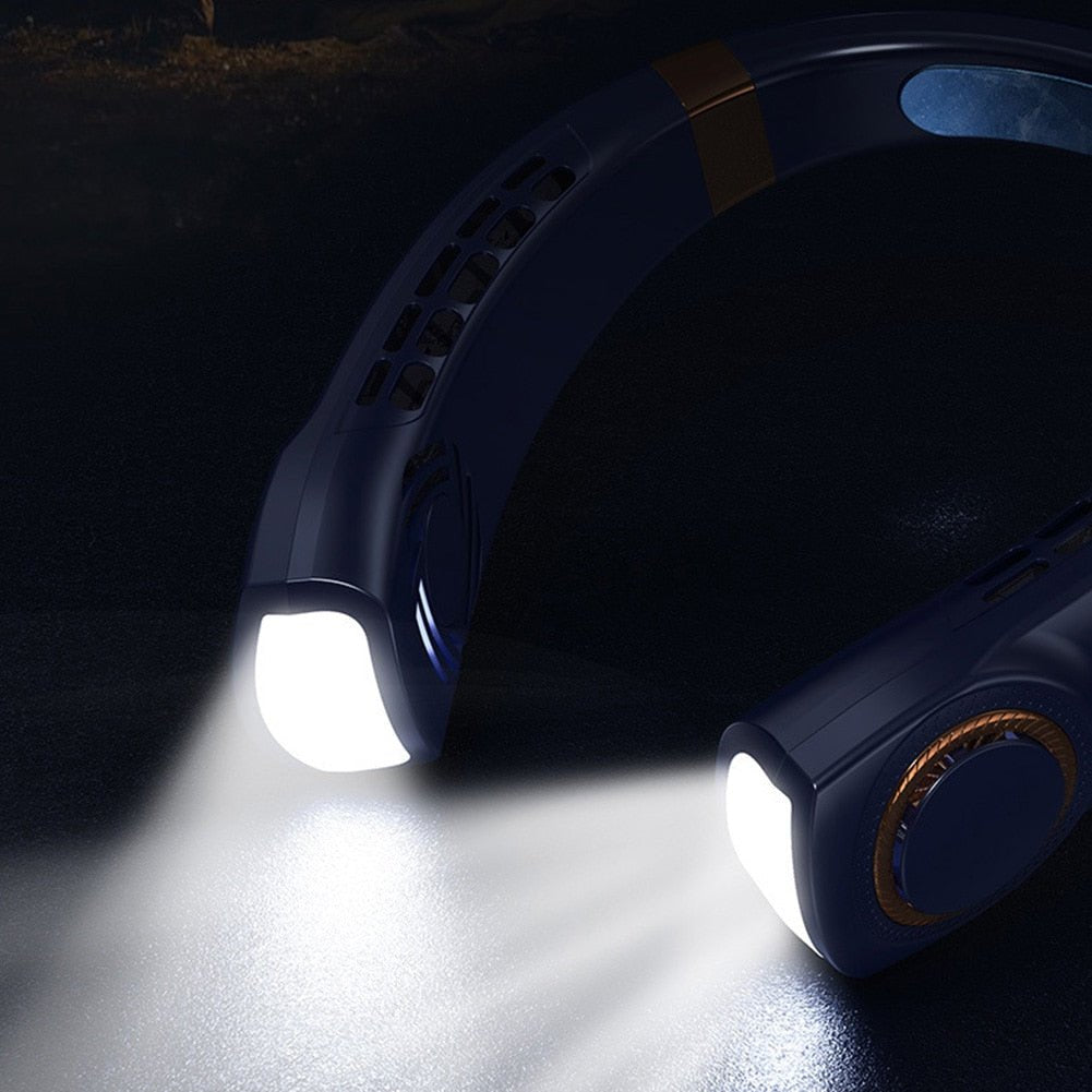 Wander & Wake BreezeBand Pro 5-speed rechargeable wearable neck fan with LED lights