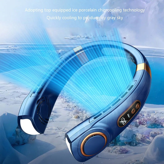 Wander & Wake BreezeBand Pro 5-speed rechargeable wearable neck fan with LED lights