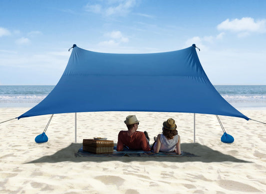 Wander & Wake™ 10' x 10' Beach Canopy Sun Shelter | UPF 50+ Portable Outdoor Shade Tent - Wander & Wake