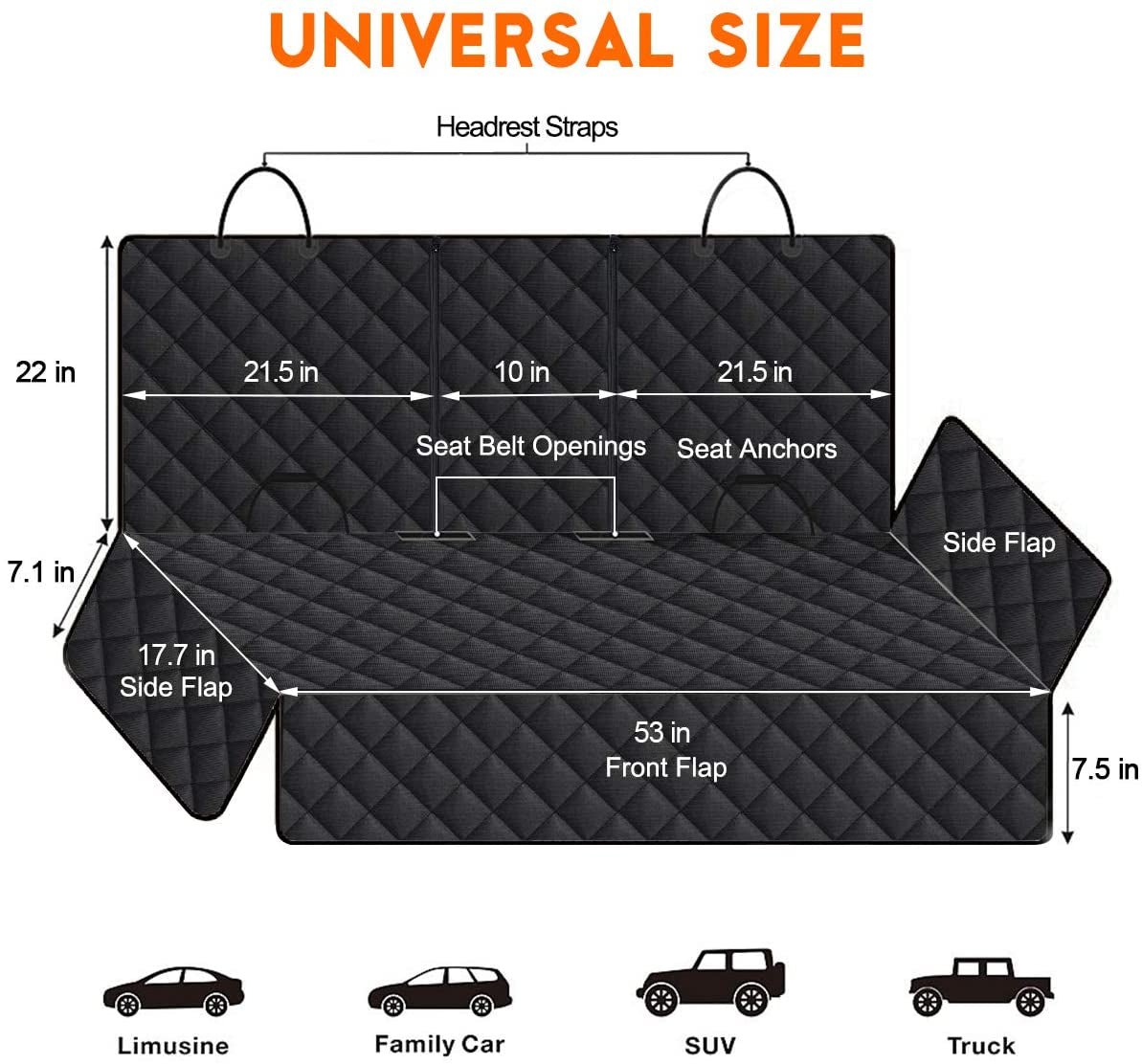 Wander & Wake AdventureGuard waterproof pet and family car seat protector with non-slip backing