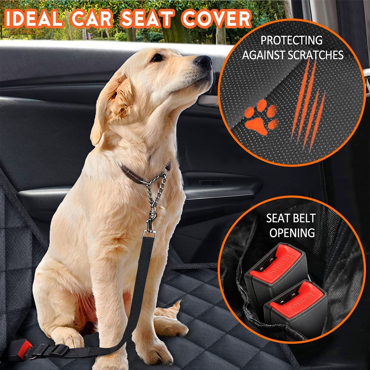 Wander & Wake AdventureGuard waterproof pet and family car seat protector with non-slip backing