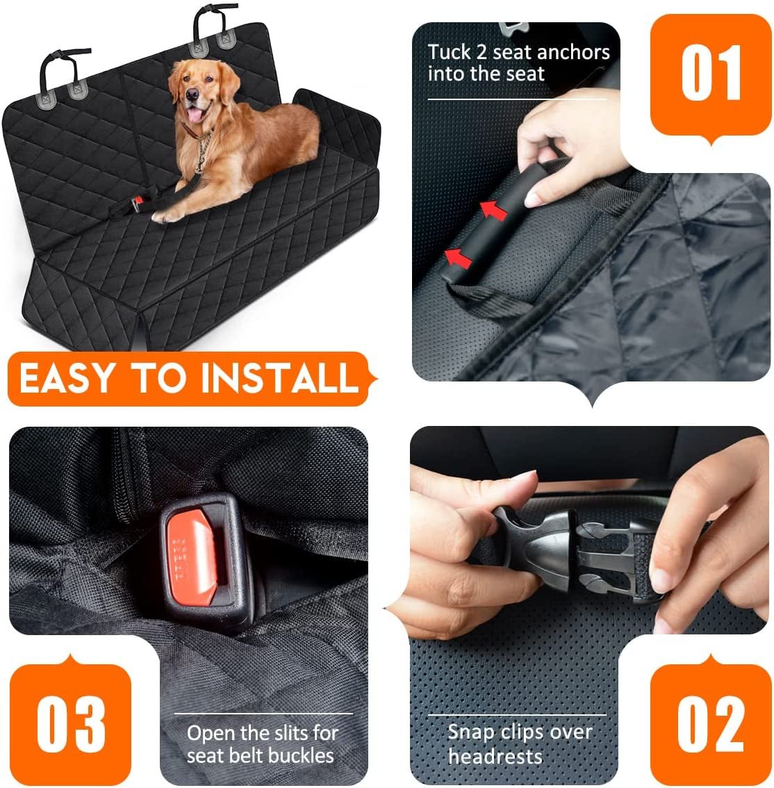 Wander & Wake AdventureGuard waterproof pet and family car seat protector with non-slip backing