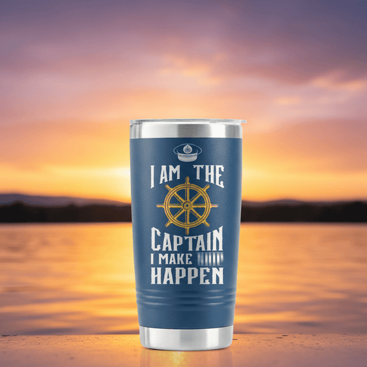 Wander & Wake™ "I Make Ship Happen" 20oz Captain Travel Tumbler | Stainless Steel Boating Coffee Mug - Wander & Wake