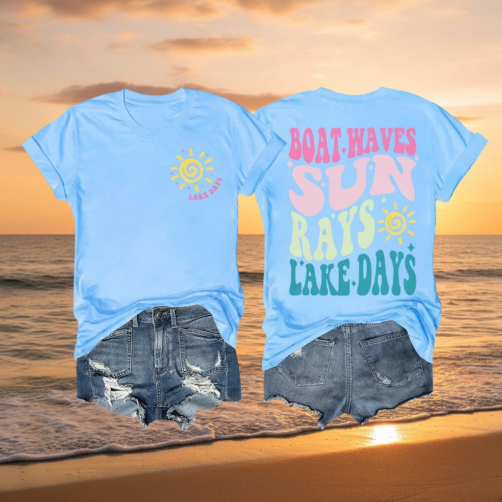 Wander & Wake™ Lake Day Graphic T-Shirt | Funny Outdoor Short Sleeve Casual Tee for Camping & Summer Adventures - Wander & Wake